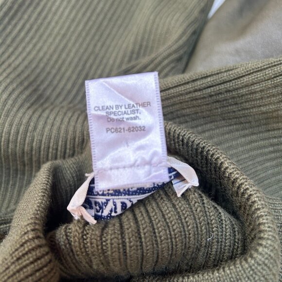 Pendleton Womens Small Merino Wool and Leather Front Sweater Jacket Green Zip Up - Picture 8 of 9